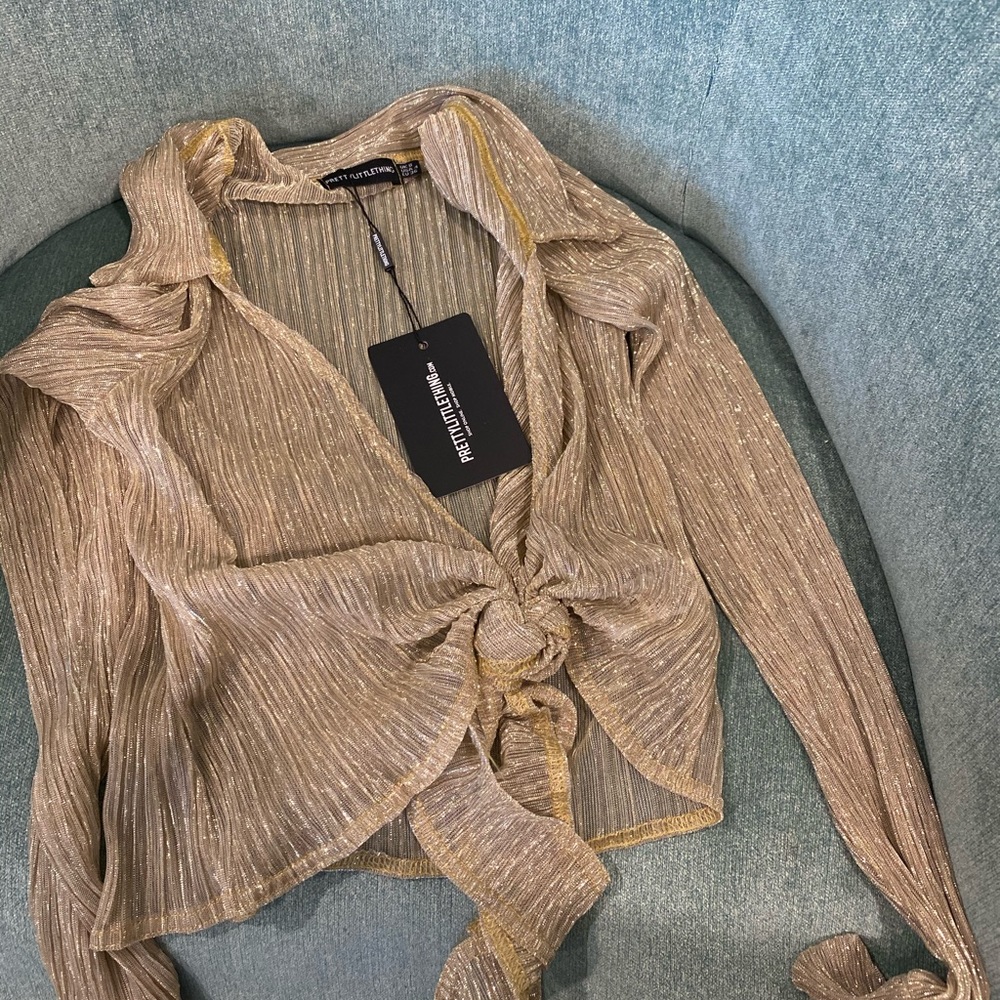 Pretty Little Thing Sheer Gold Top